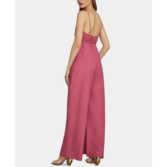 BCBG Maxazria Faux Wrap Wide Leg Jumpsuit - Pink - Picture 3 of 15
